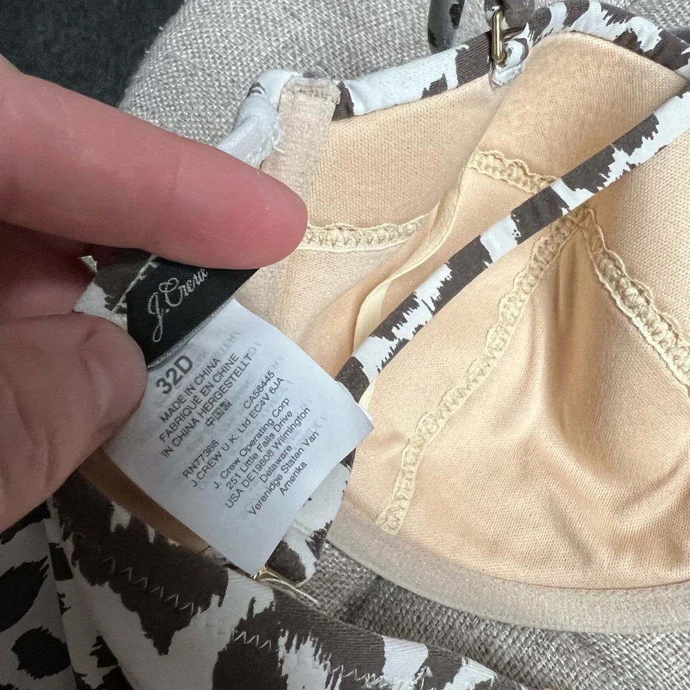 J.Crew two piece set. Top size 32D and high rise bottoms are XS.